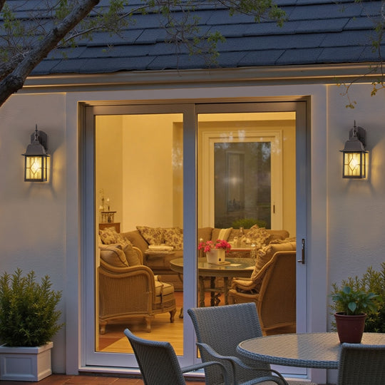 2-Pack 14In ORB Outdoor Wall Lantern Sconce with Seeded Glass
