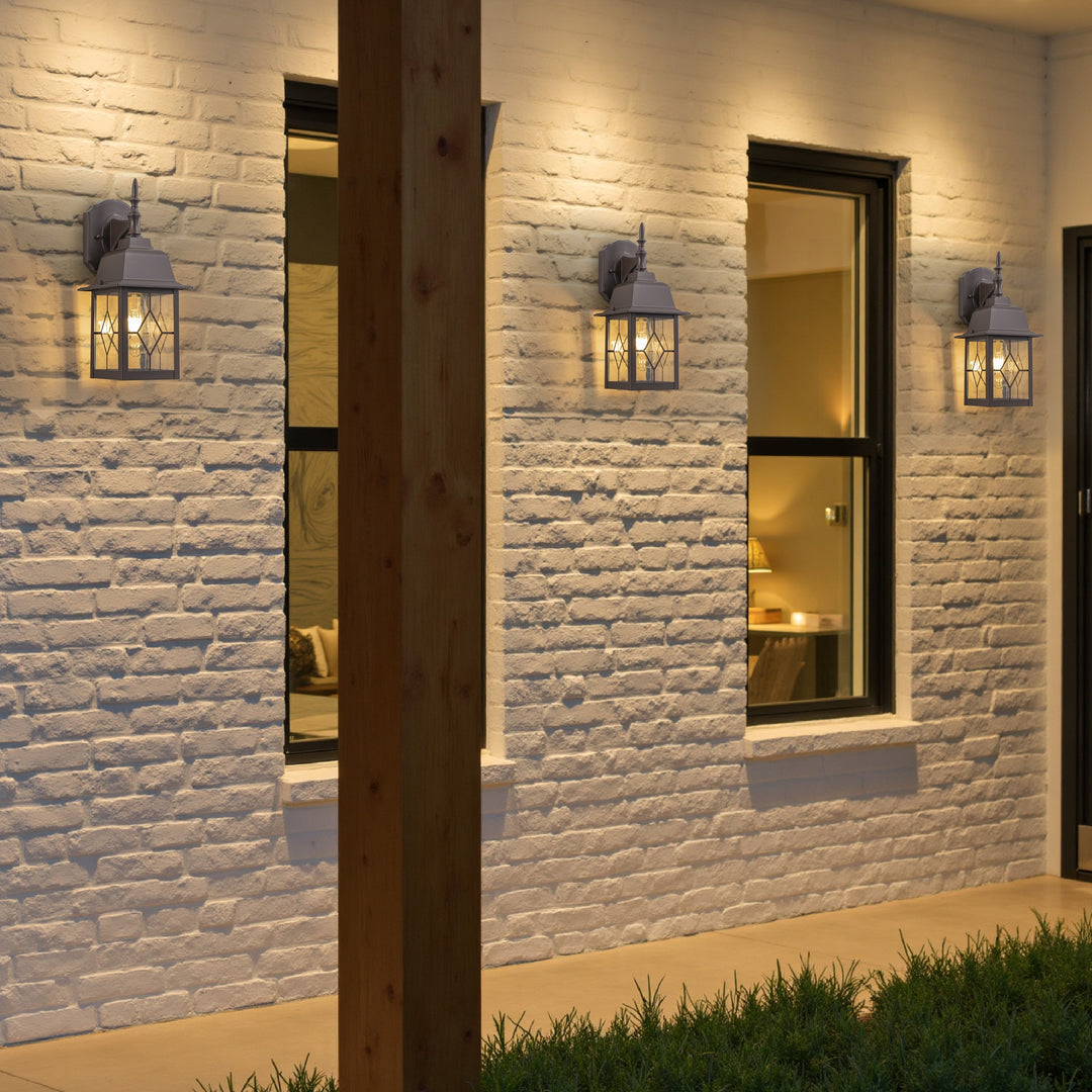 2-Pack 14In ORB Outdoor Wall Lantern Sconce with Seeded Glass