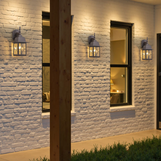 2-Pack 14In ORB Outdoor Wall Lantern Sconce with Seeded Glass