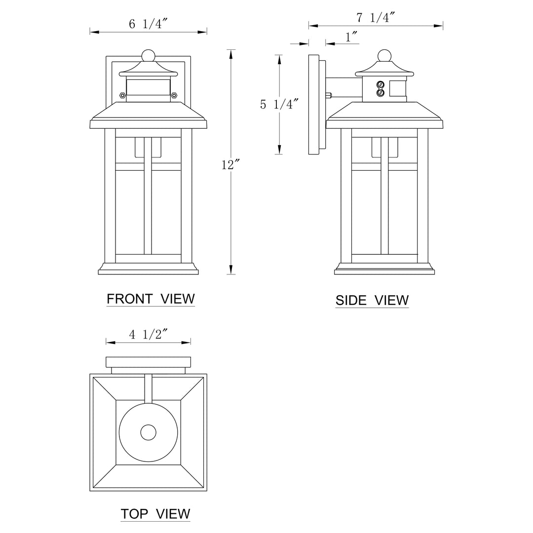 2 Pack Motion Sensor Dusk to Dawn Outdoor Wall Lantern Sconce with Seeded Glass