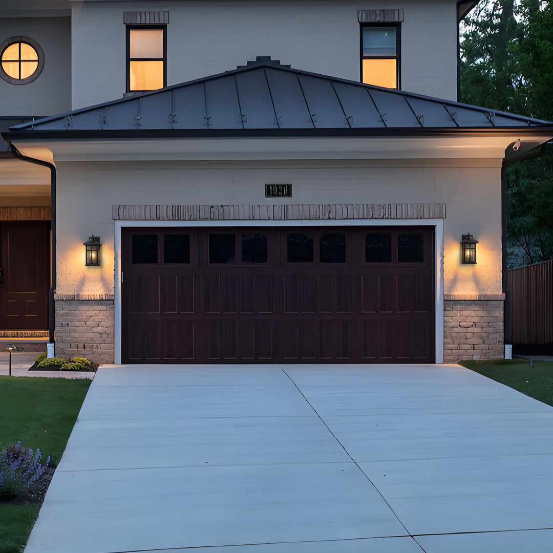 2 Pack Motion Sensor Dusk to Dawn Outdoor Wall Lantern Sconce with Seeded Glass