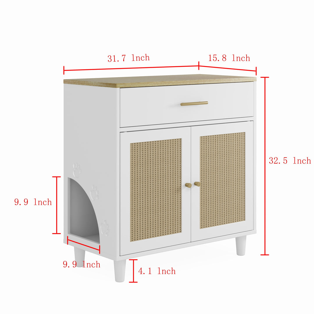 Cat Litter Box Enclosure with Scratch Pad, Hidden Litter Box Furniture Cabinet for Living Room or Office