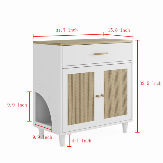 Cat Litter Box Enclosure with Scratch Pad, Hidden Litter Box Furniture Cabinet for Living Room or Office