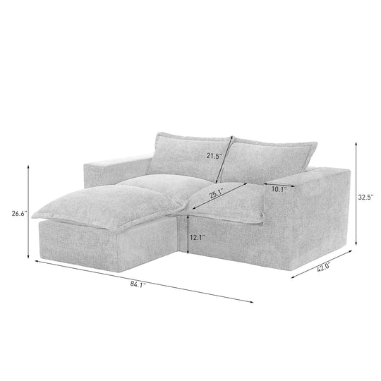 Chenille No Assembly Modular Sectional Sofa Cloud Couch with Ottoman