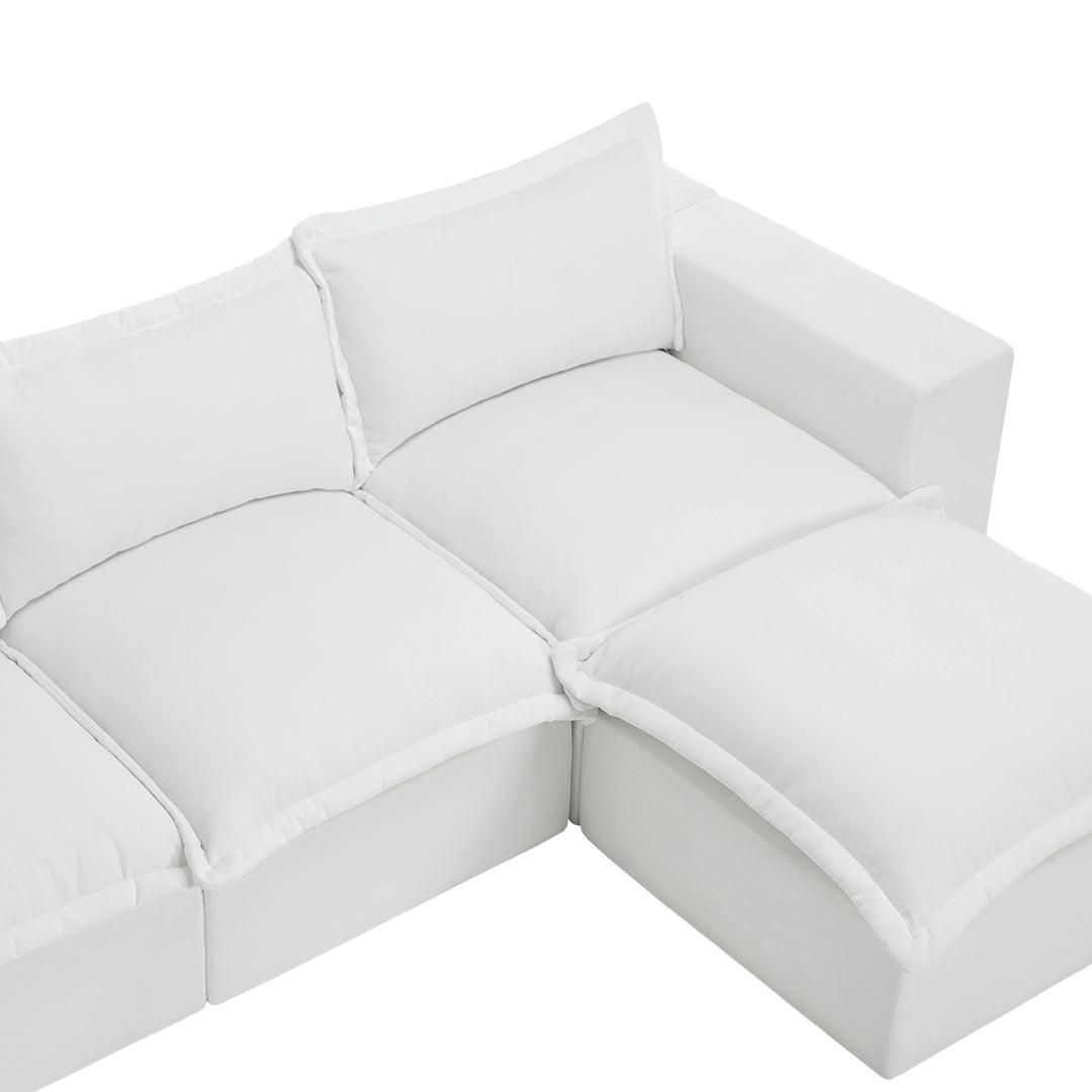 Chenille No Assembly Modular Sectional Sofa Cloud Couch with Ottoman