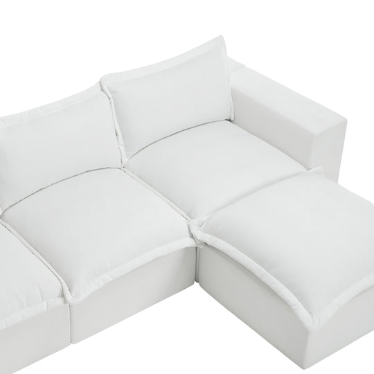 Chenille No Assembly Modular Sectional Sofa Cloud Couch with Ottoman