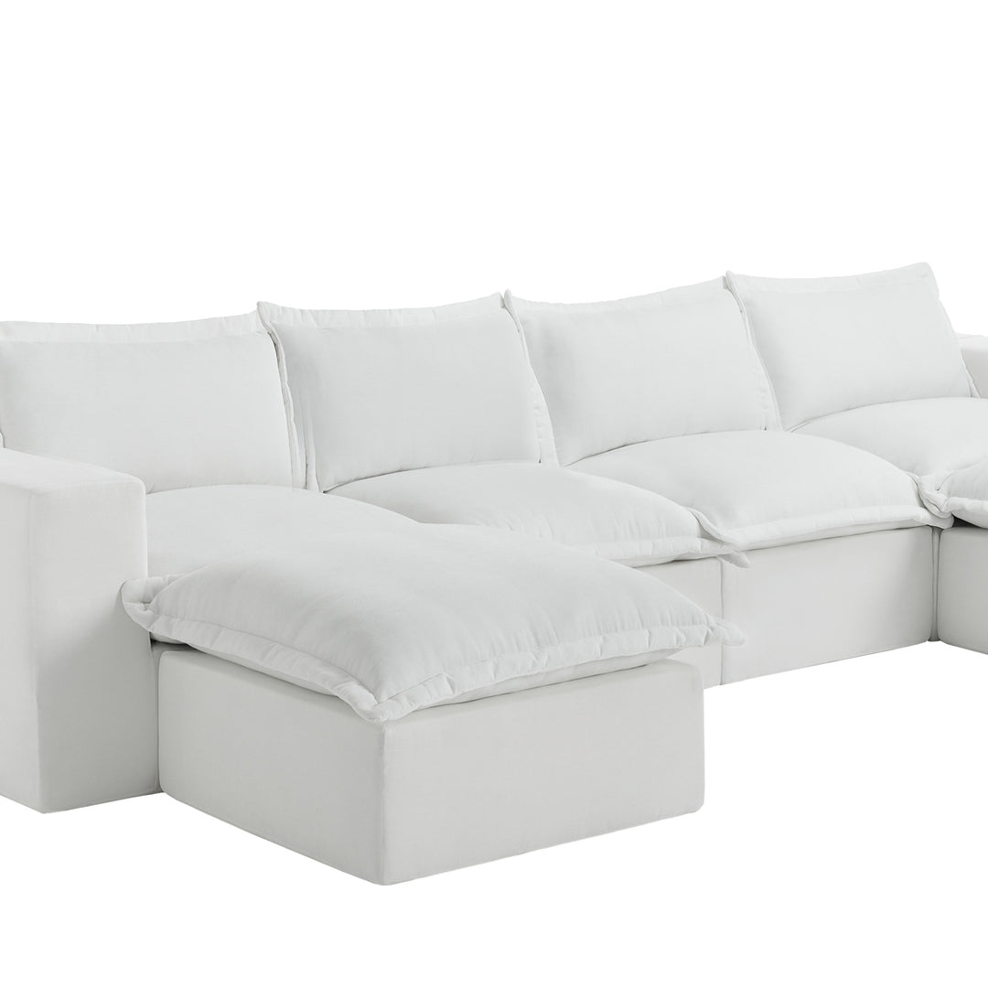 Chenille No Assembly Modular Sectional Sofa Cloud Couch with Ottoman