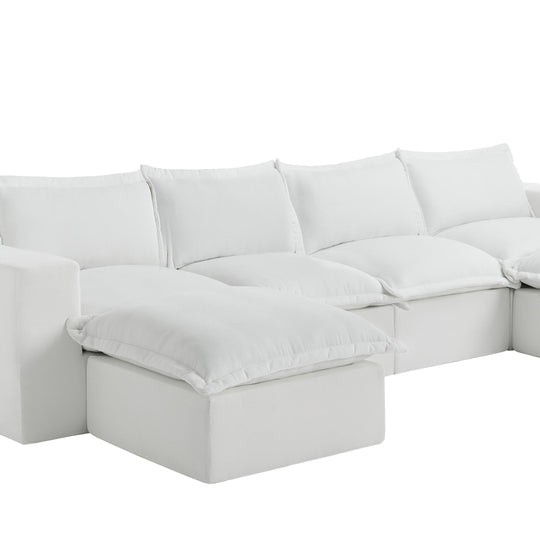Chenille No Assembly Modular Sectional Sofa Cloud Couch with Ottoman