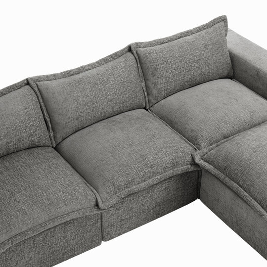 Chenille No Assembly Modular Sectional Sofa Cloud Couch with Ottoman