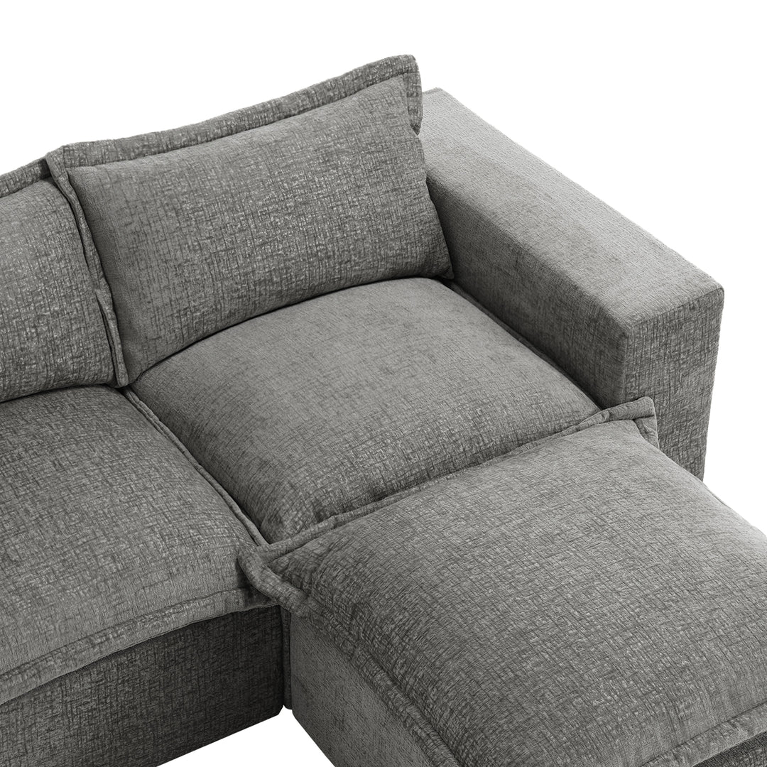 Chenille No Assembly Modular Sectional Sofa Cloud Couch with Ottoman