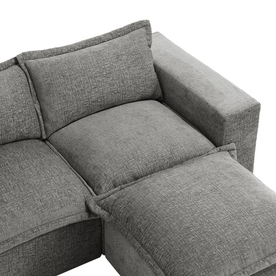 Chenille No Assembly Modular Sectional Sofa Cloud Couch with Ottoman