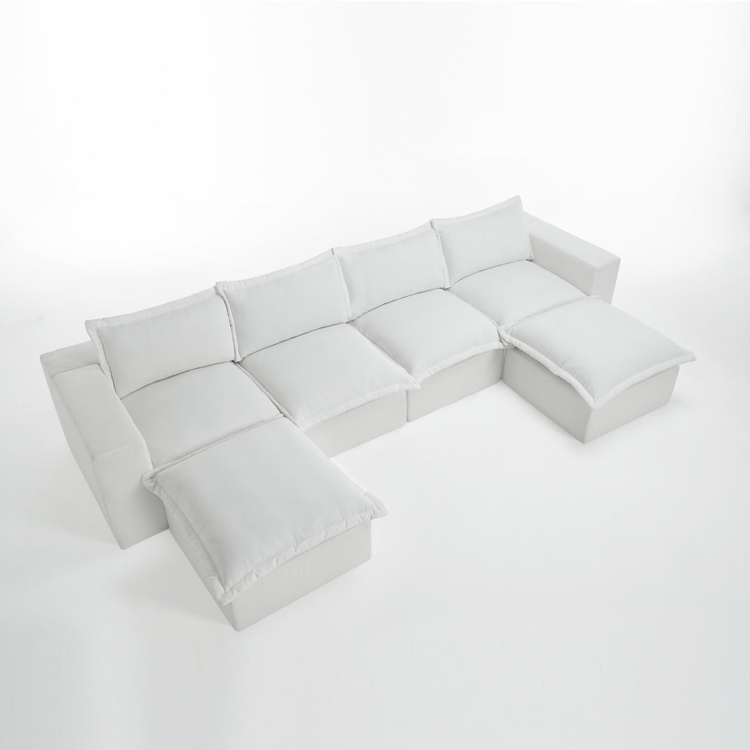 Chenille No Assembly Modular Sectional Sofa Cloud Couch with Ottoman