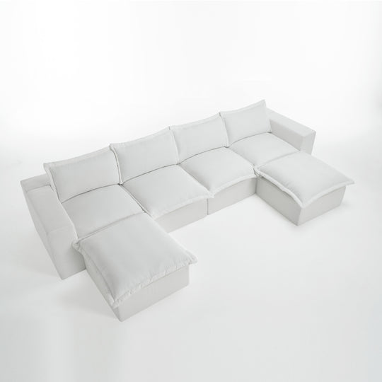 Chenille No Assembly Modular Sectional Sofa Cloud Couch with Ottoman