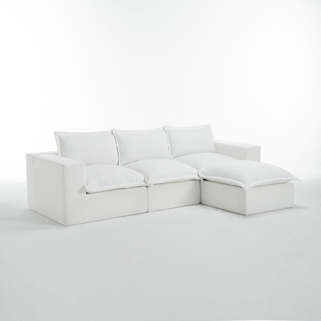 Chenille No Assembly Modular Sectional Sofa Cloud Couch with Ottoman