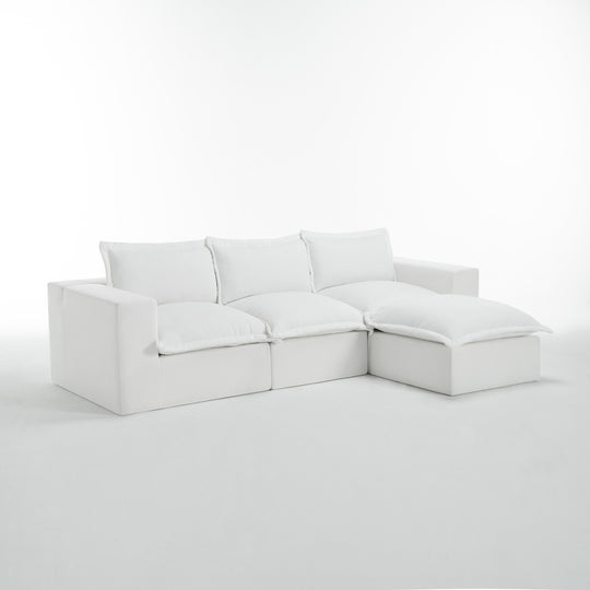 Chenille No Assembly Modular Sectional Sofa Cloud Couch with Ottoman