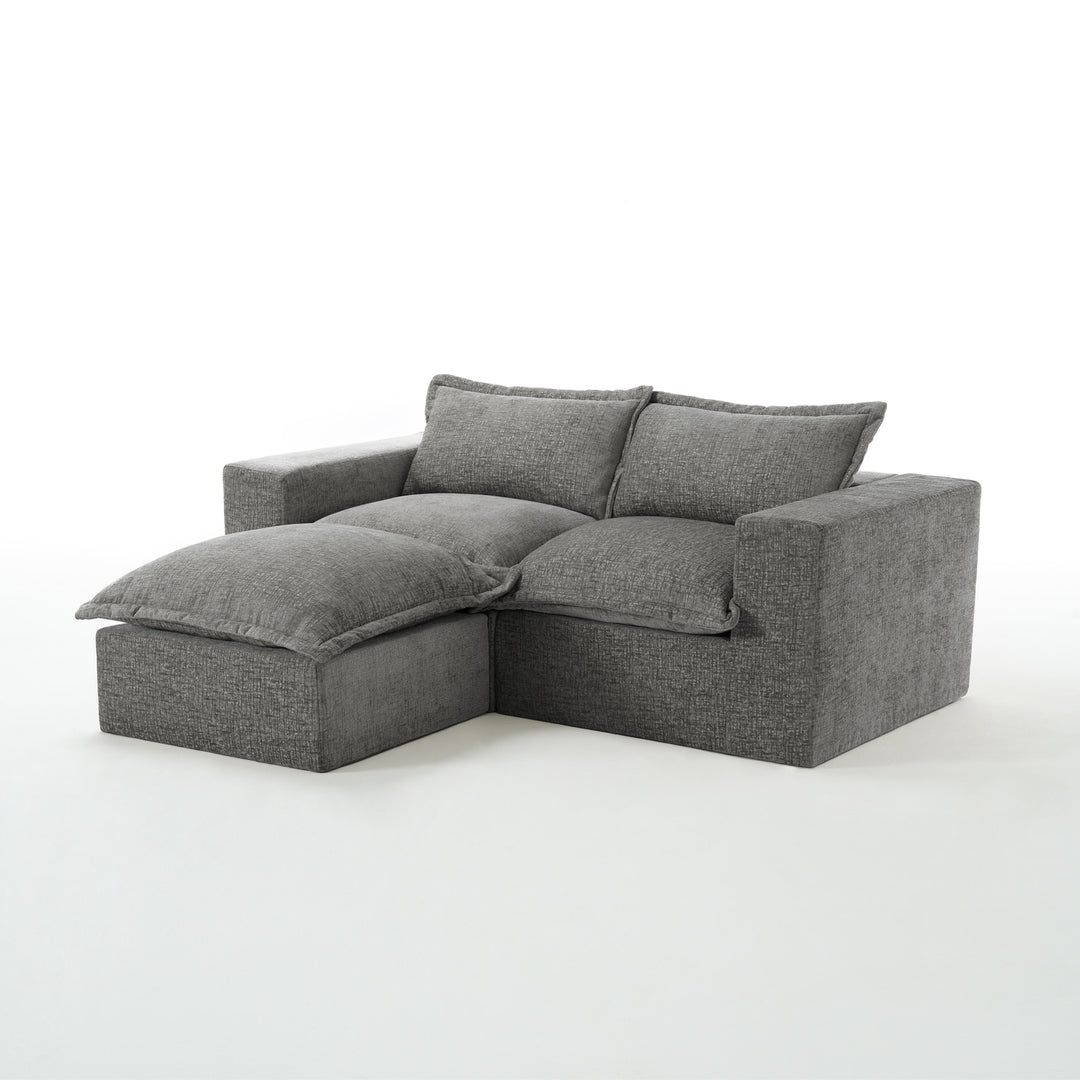 Chenille No Assembly Modular Sectional Sofa Cloud Couch with Ottoman