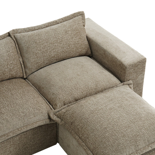 Chenille No Assembly Modular Sectional Sofa Cloud Couch with Ottoman
