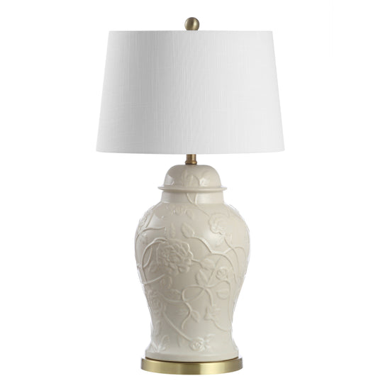 Chi 29.5" Ceramic Classic Traditional LED Lamp Table Lamp, Cream