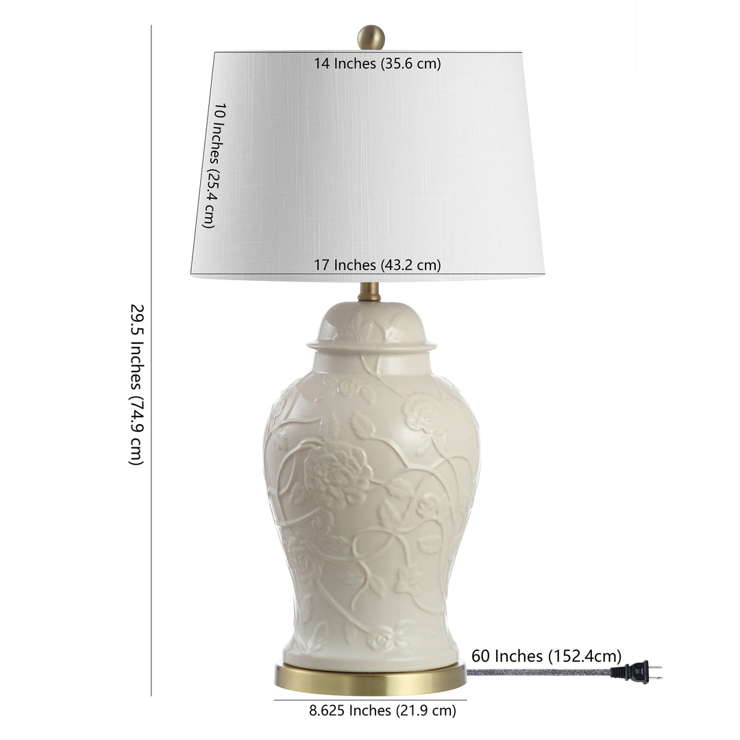 Chi 29.5" Ceramic Classic Traditional LED Lamp Table Lamp, Cream