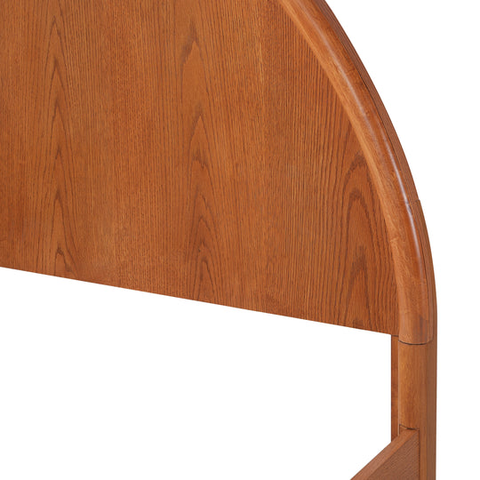 - Arden Mid-Century Modern Wooden Platform Bed with Curved Headboard