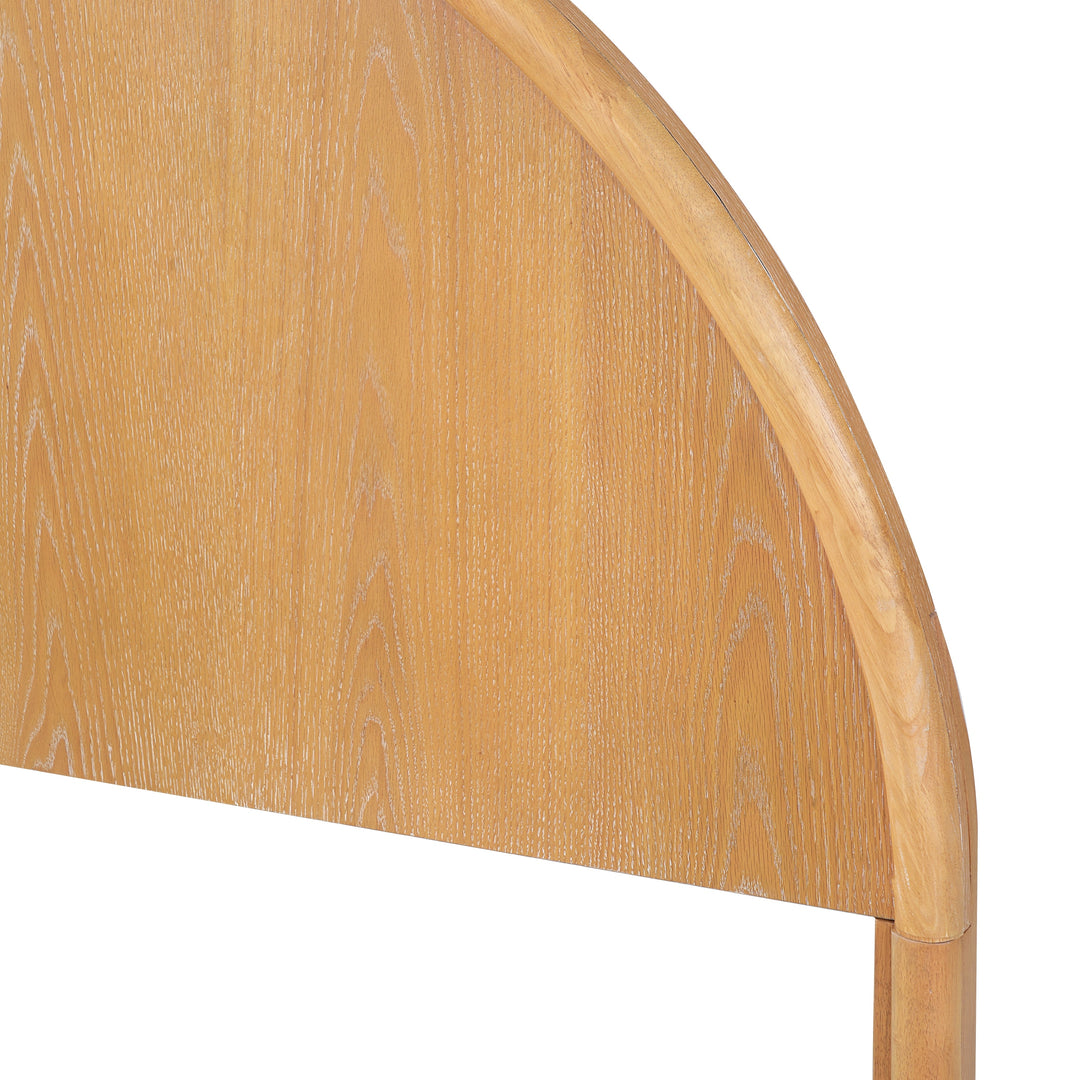 - Arden Mid-Century Modern Wooden Platform Bed with Curved Headboard