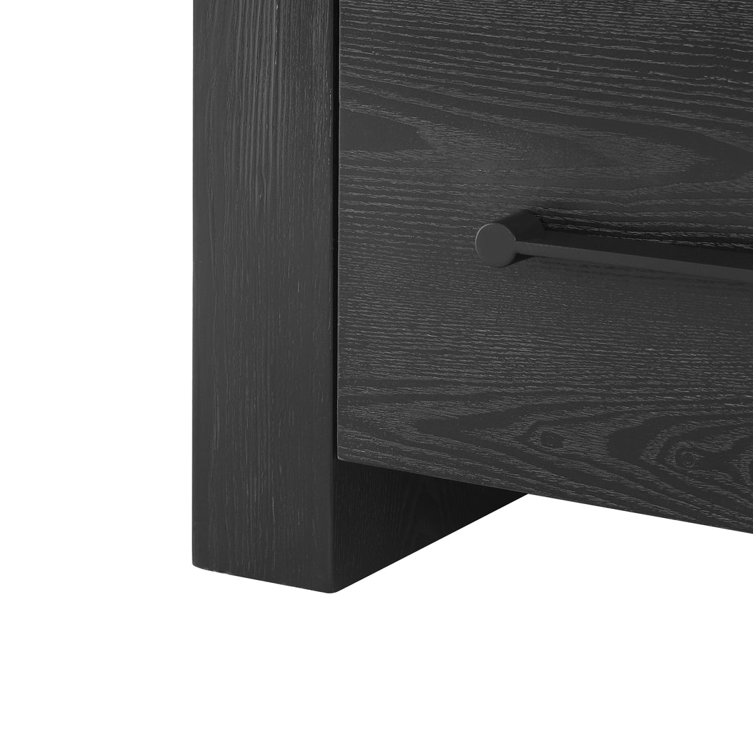 - Nova Contemporary Natural Ash Veneer 4-Drawer Dresser with Sleek Black Handles