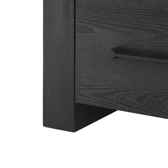 - Nova Contemporary Natural Ash Veneer 4-Drawer Dresser with Sleek Black Handles
