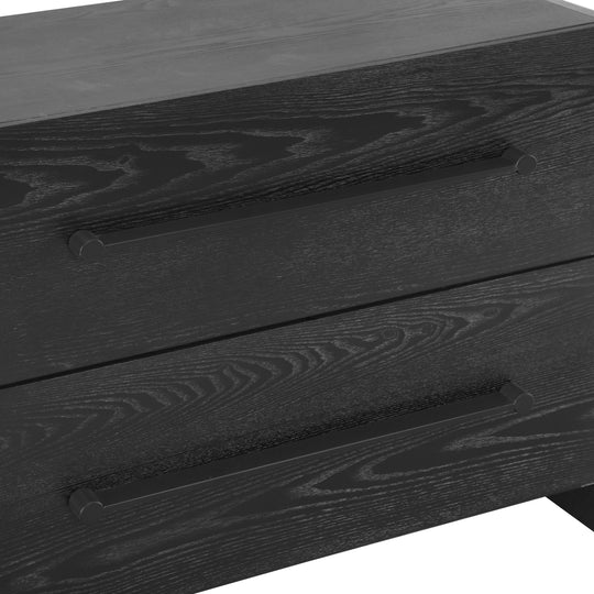 - Nova Contemporary Natural Ash Veneer 4-Drawer Dresser with Sleek Black Handles
