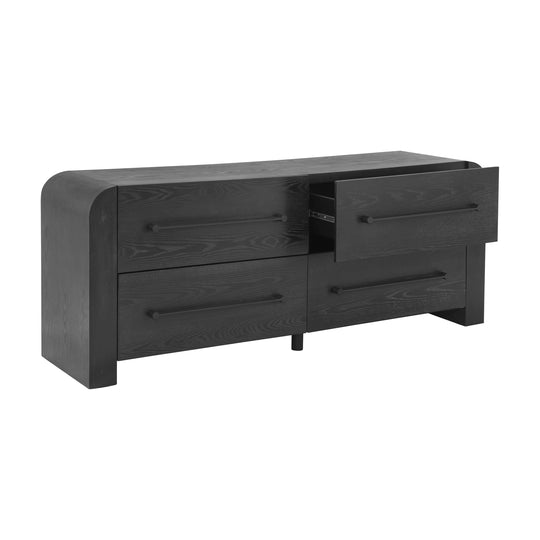 - Nova Contemporary Natural Ash Veneer 4-Drawer Dresser with Sleek Black Handles