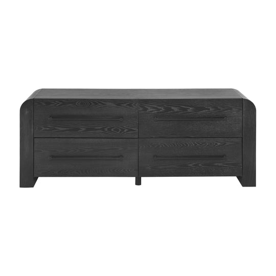 - Nova Contemporary Natural Ash Veneer 4-Drawer Dresser with Sleek Black Handles
