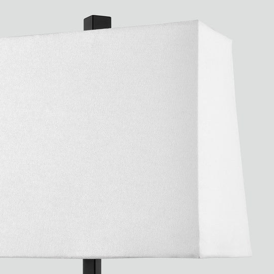 Set of 2 Black Touch Control Table Lamps with White Rectangular Shades, USB Ports & AC Outlet