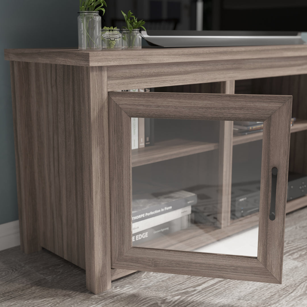 Classic TV Stand for up to 80" Tvs-Glass Fronted Doors-Modern Finish - 65"W X 16"D X 23.625"H