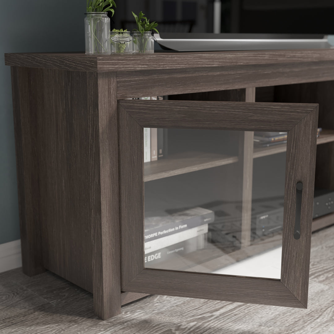 Classic TV Stand for up to 80" Tvs-Glass Fronted Doors-Modern Finish - 65"W X 16"D X 23.625"H