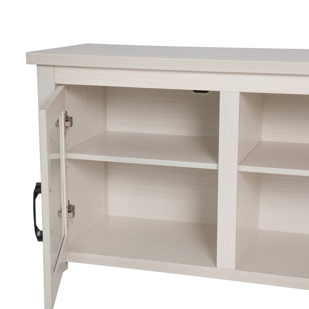 Classic TV Stand for up to 80" Tvs-Glass Fronted Doors-Modern Finish - 65"W X 16"D X 23.625"H
