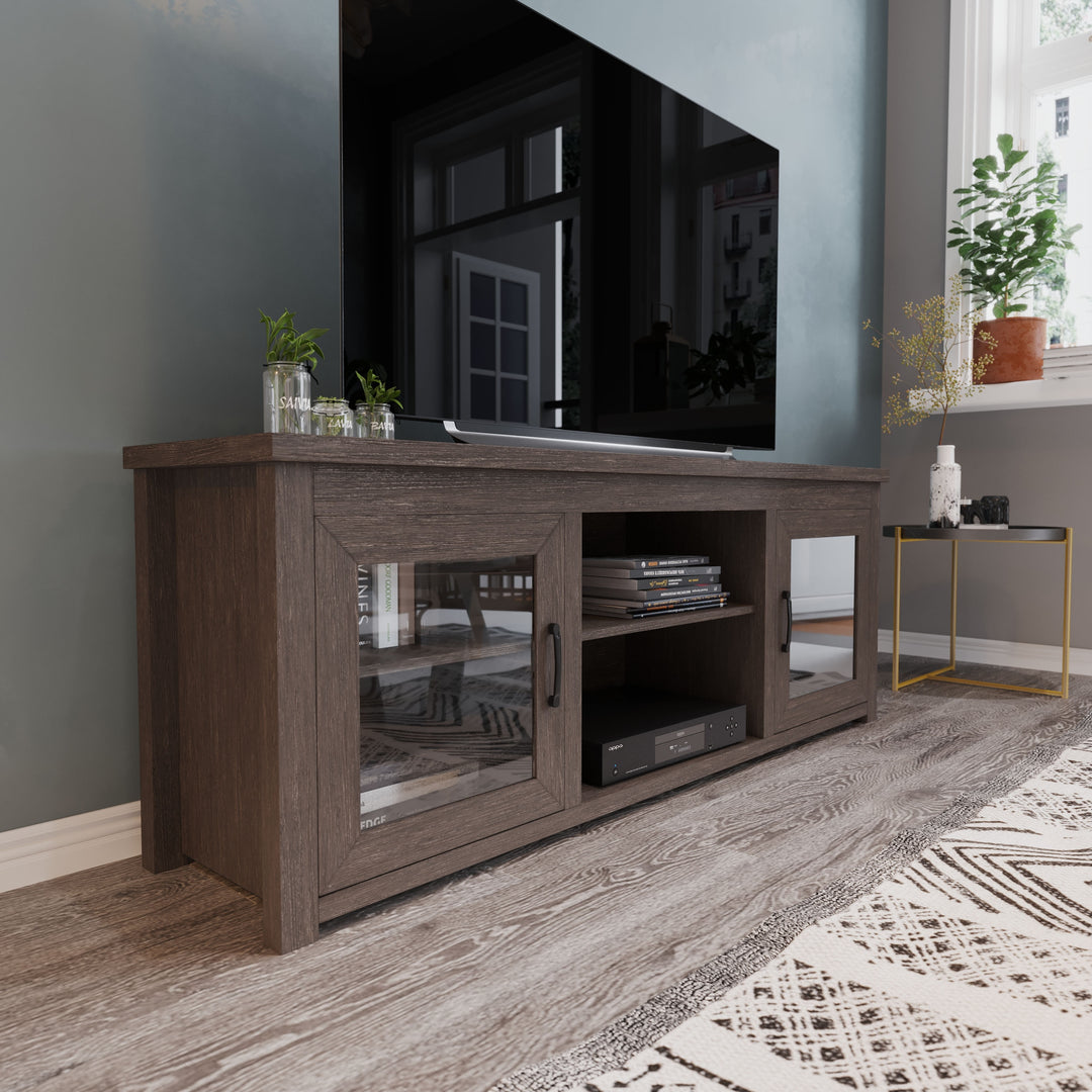 Classic TV Stand for up to 80" Tvs-Glass Fronted Doors-Modern Finish - 65"W X 16"D X 23.625"H