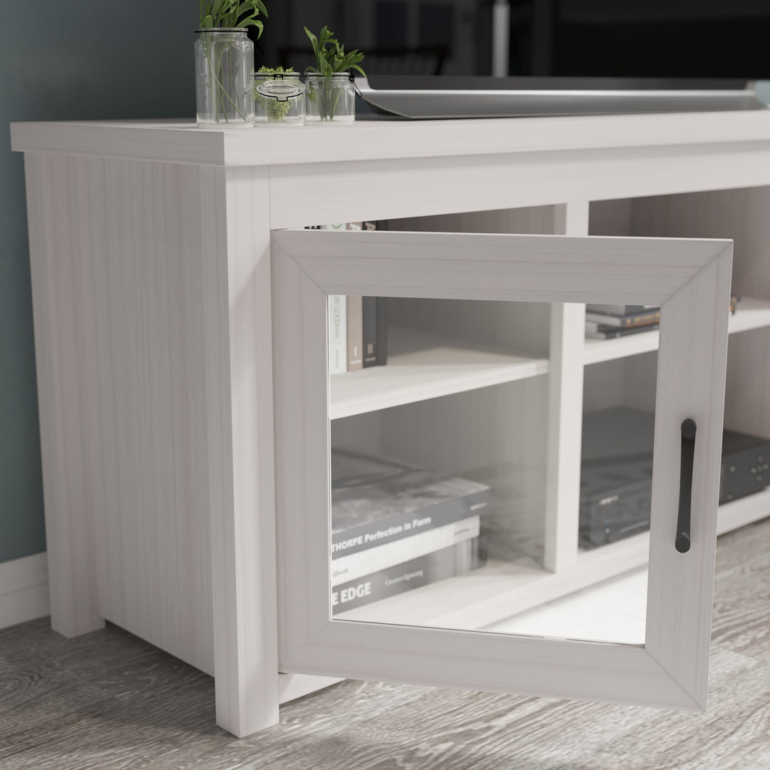 Classic TV Stand for up to 80" Tvs-Glass Fronted Doors-Modern Finish - 65"W X 16"D X 23.625"H
