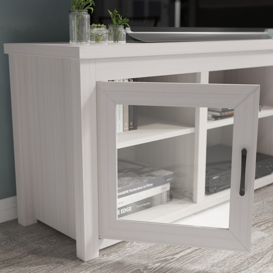 Classic TV Stand for up to 80" Tvs-Glass Fronted Doors-Modern Finish - 65"W X 16"D X 23.625"H