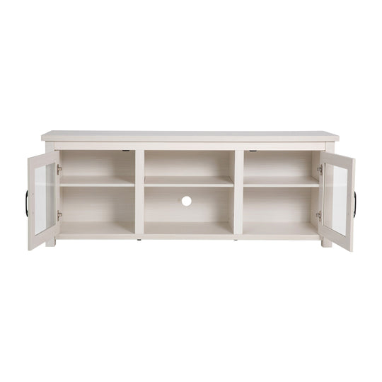 Classic TV Stand for up to 80" Tvs-Glass Fronted Doors-Modern Finish - 65"W X 16"D X 23.625"H