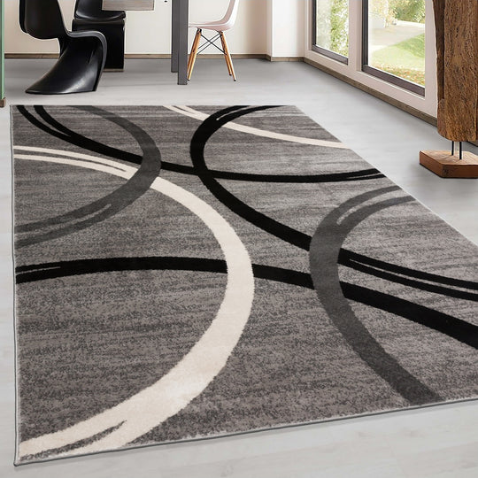 Contemporary Abstract Circles Design Area Rug