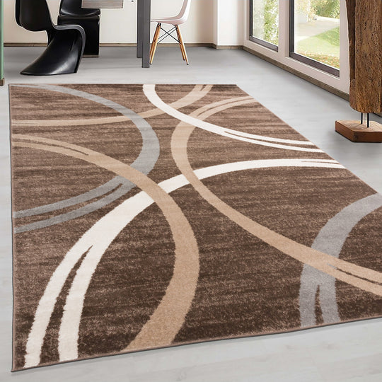 Contemporary Abstract Circles Design Area Rug