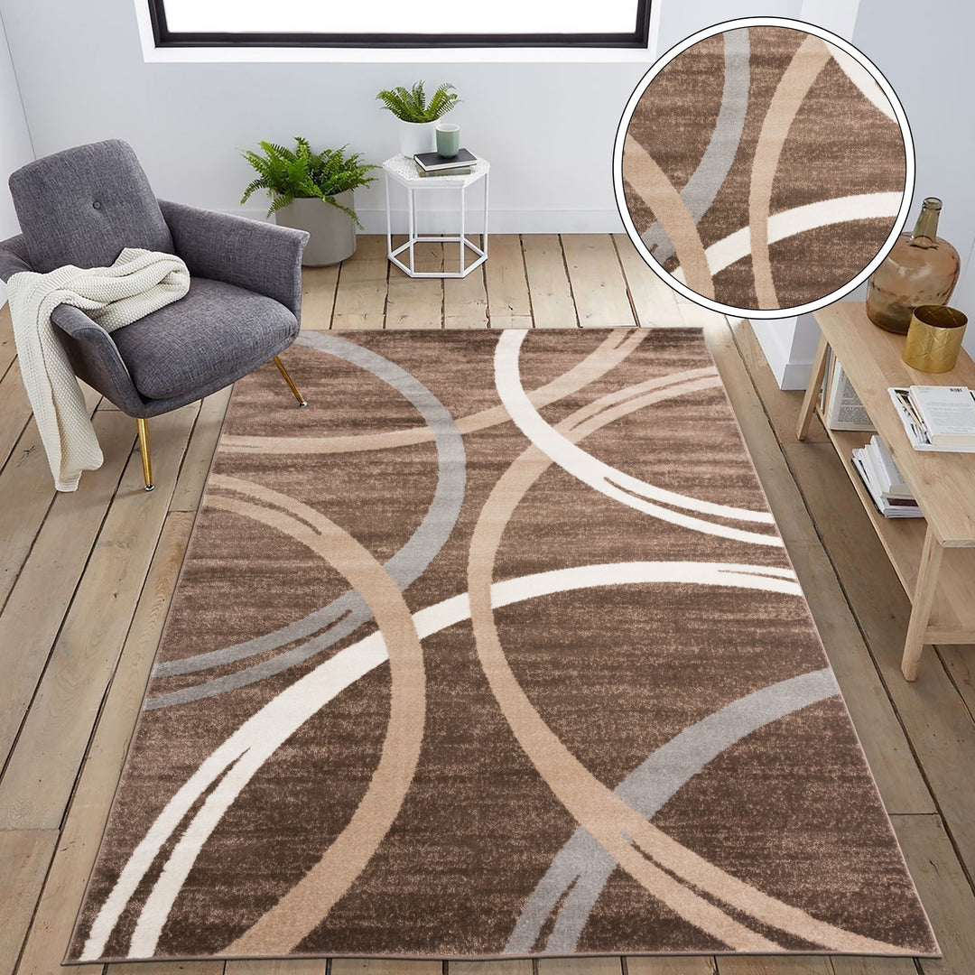 Contemporary Abstract Circles Design Area Rug