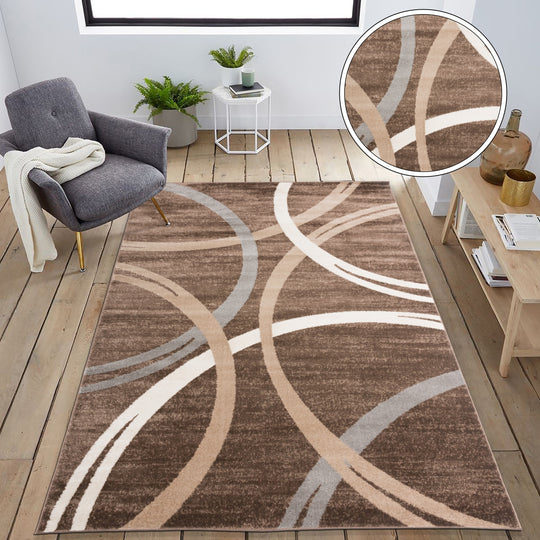 Contemporary Abstract Circles Design Area Rug