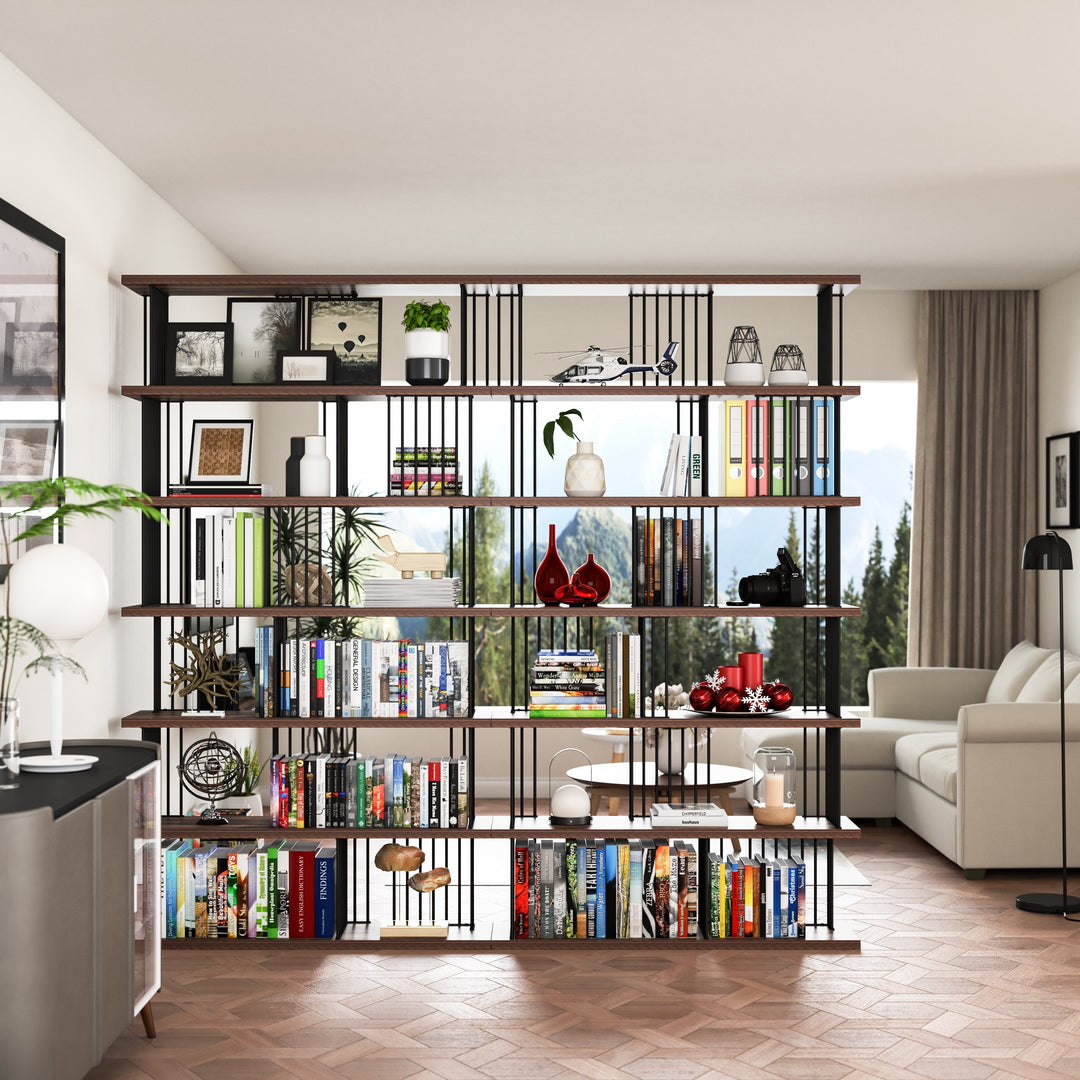Eve-Modern Room Division Iron Etagere Bookcase - 86.8*94.4*11.8 Inches