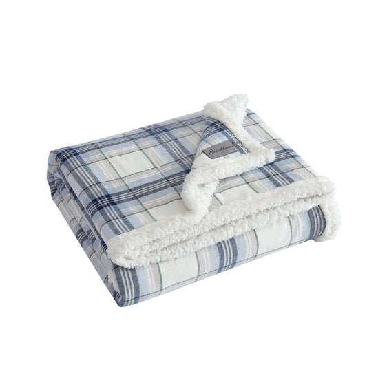Flannel Cotton with Faux Shearling Reverse Throw Blanket (50X60 Inches)