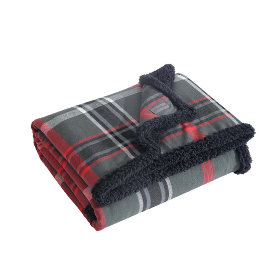 Flannel Cotton with Faux Shearling Reverse Throw Blanket (50X60 Inches)