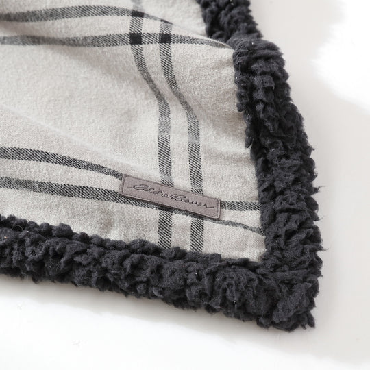 Flannel Cotton with Faux Shearling Reverse Throw Blanket (50X60 Inches)