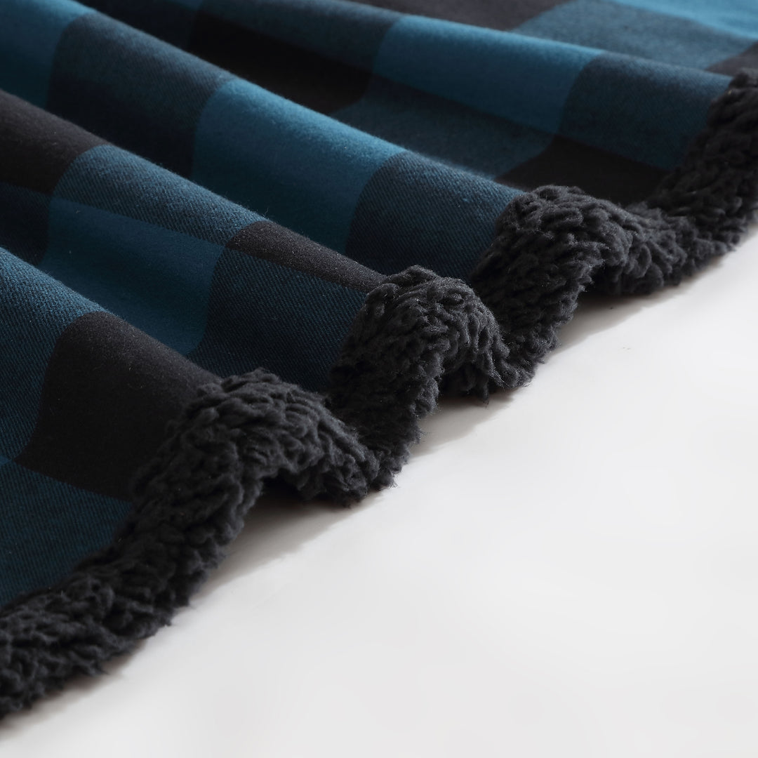 Flannel Cotton with Faux Shearling Reverse Throw Blanket (50X60 Inches)