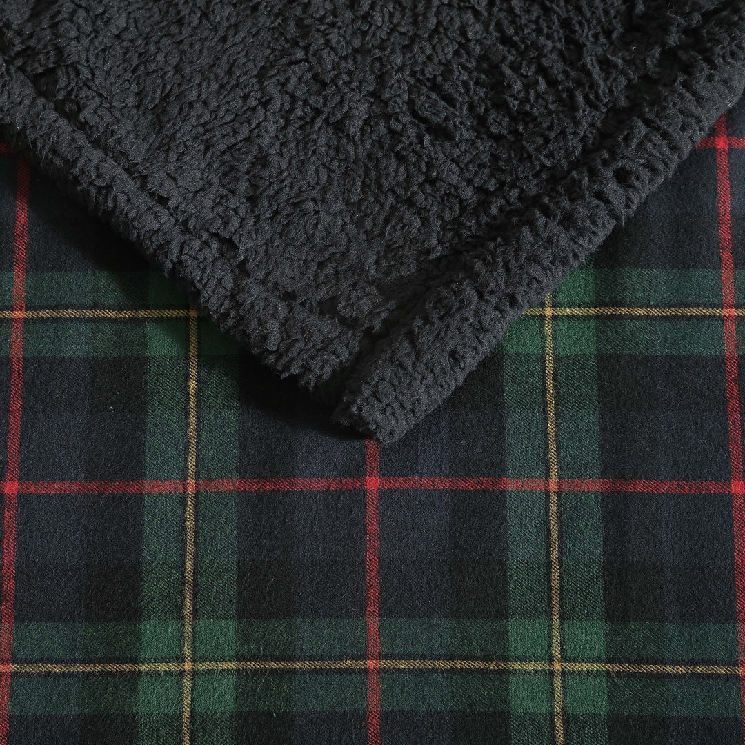 Flannel Cotton with Faux Shearling Reverse Throw Blanket (50X60 Inches)
