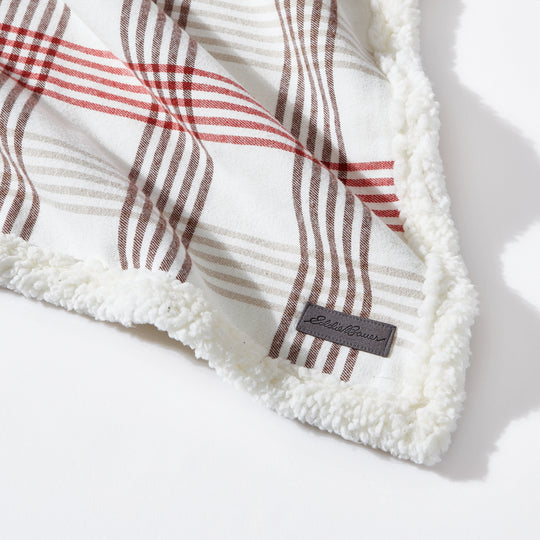 Flannel Cotton with Faux Shearling Reverse Throw Blanket (50X60 Inches)