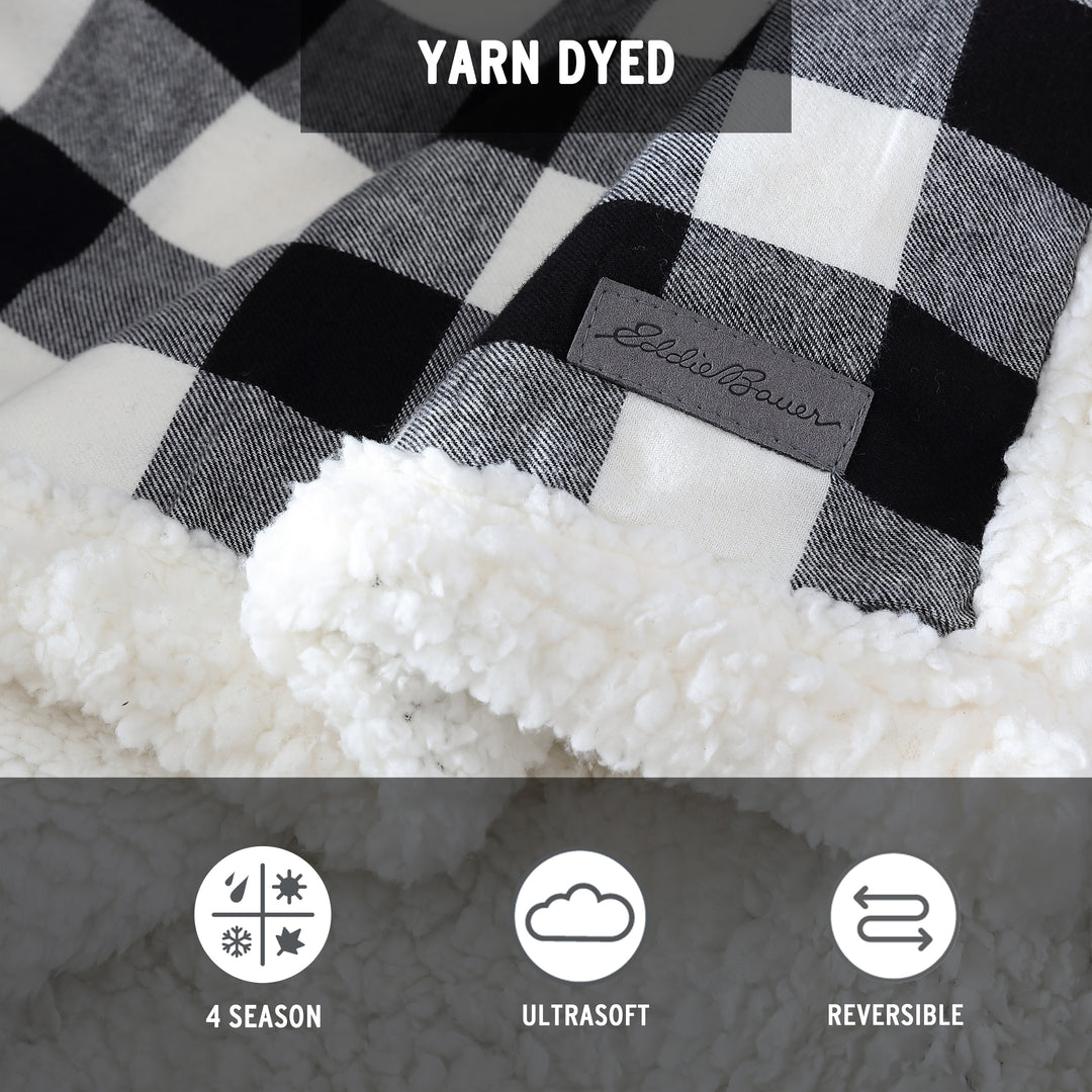 Flannel Cotton with Faux Shearling Reverse Throw Blanket (50X60 Inches)